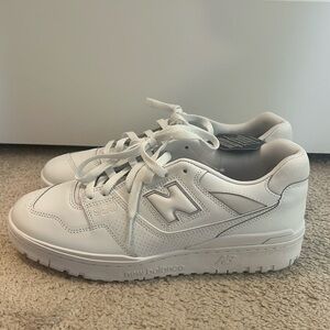All white New Balance 550